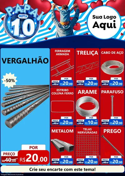Modelo de Encarte para Encarte A4 Vertical com o tema Papai Nota 10 para Ferragens