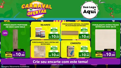 Modelo de TV para TV Horizontal com o tema Carnaval de Ofertas para Pisos e revestimentos