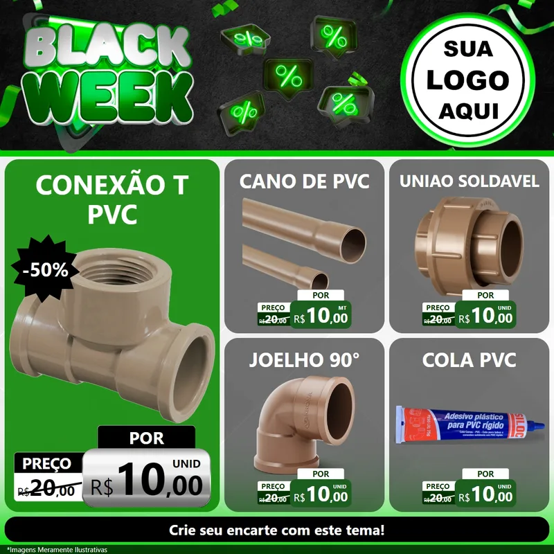 Modelo de Rede Social para Feed Facebook com o tema Black Week para Tubos e conexões