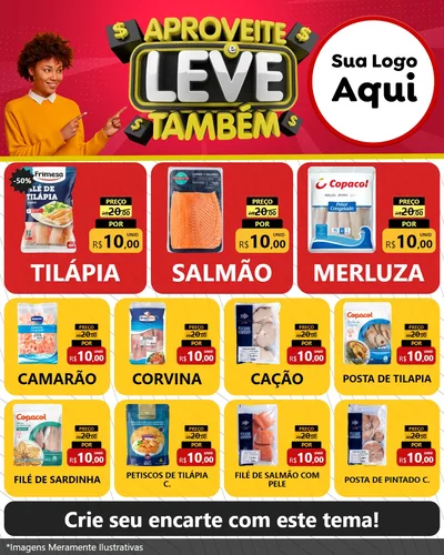 Modelo de Rede Social para Feed Instagram com o tema Aproveite e Leve Também para Peixaria