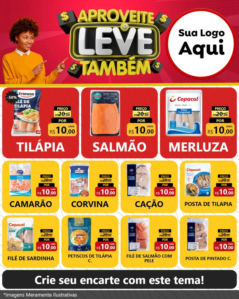Modelo de Rede Social para Feed Instagram com o tema Aproveite e Leve Também para Peixaria