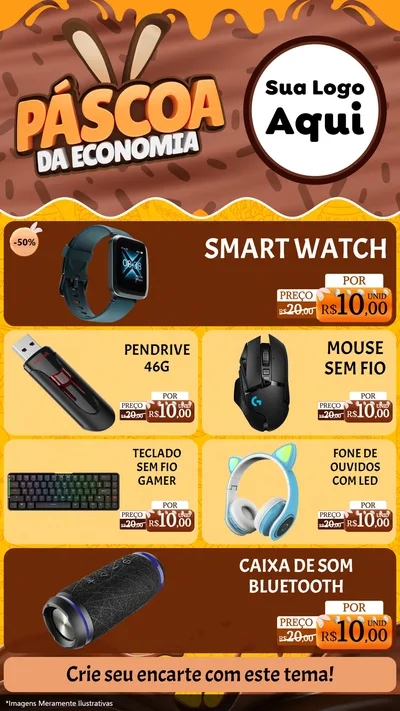 Modelo de TV para TV Vertical com o tema Páscoa da Economia para Informática