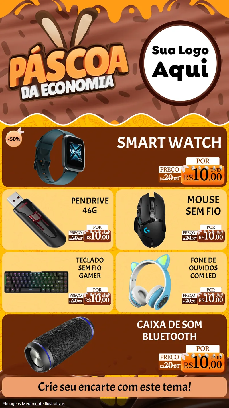 Modelo de TV para TV Vertical com o tema Páscoa da Economia para Informática