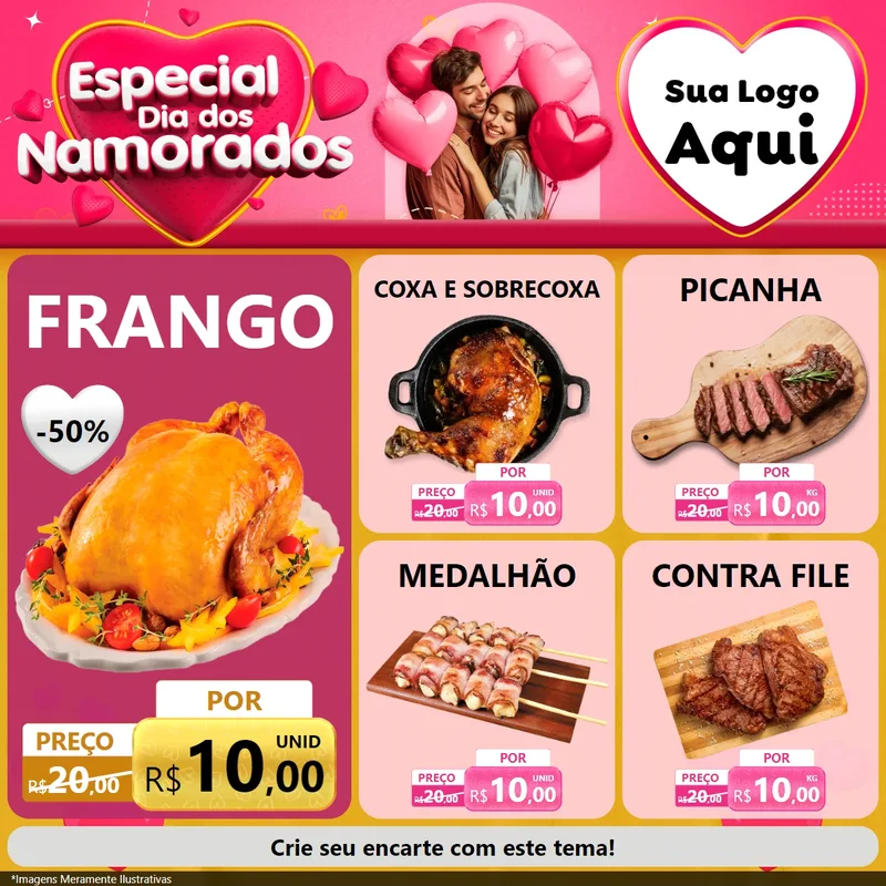 Modelo de Rede Social para Feed Facebook com o tema Especial Dia dos Namorados para Assados