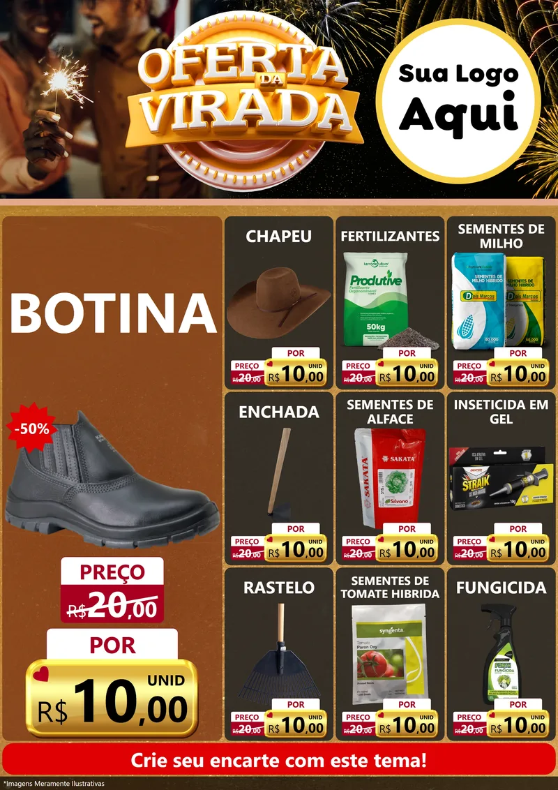 Modelo de Encarte para Encarte A4 Vertical com o tema Oferta da Virada para Agropecuária