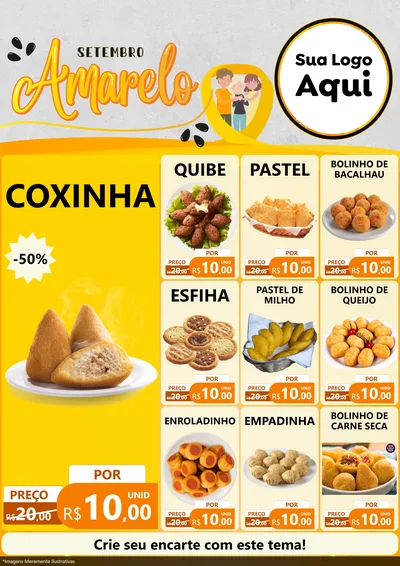 Modelo de Encarte para Encarte A4 Vertical com o tema Setembro Amarelo para Salgadaria