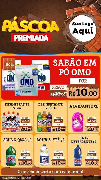 Modelo de Rede Social para Stories com o tema Páscoa Premiada para Produtos de Limpeza