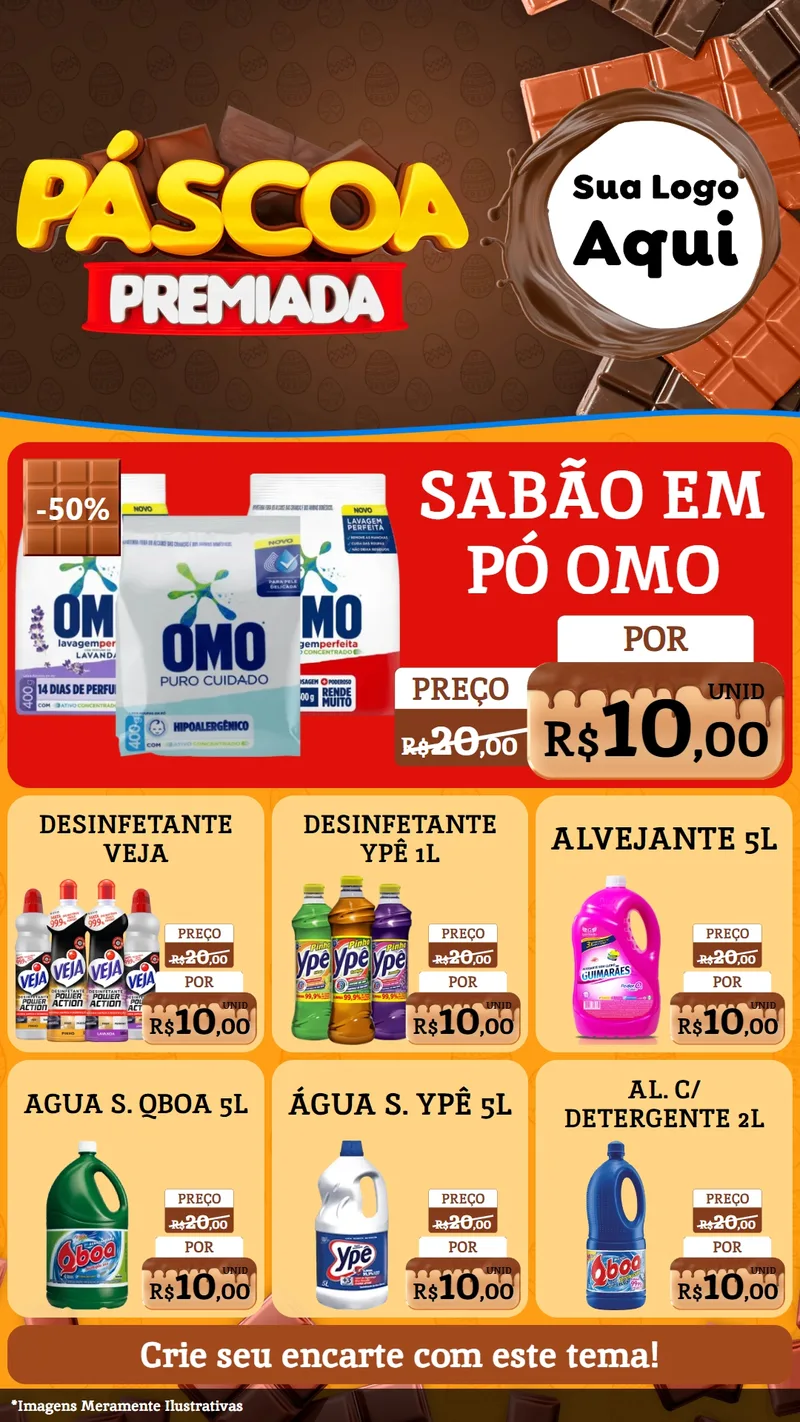 Modelo de Rede Social para Stories com o tema Páscoa Premiada para Produtos de Limpeza