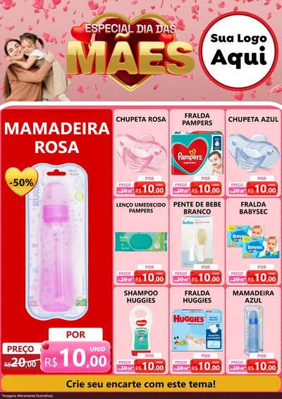 Modelo de Encarte para Encarte A4 Vertical com o tema Especial Dia Das Mães para Bebês