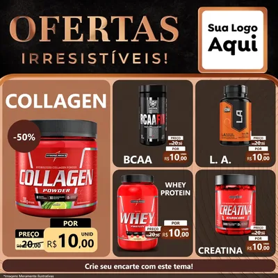 Modelo de Rede Social para Feed Facebook com o tema Ofertas Irresistíveis! para Suplementos alimentares