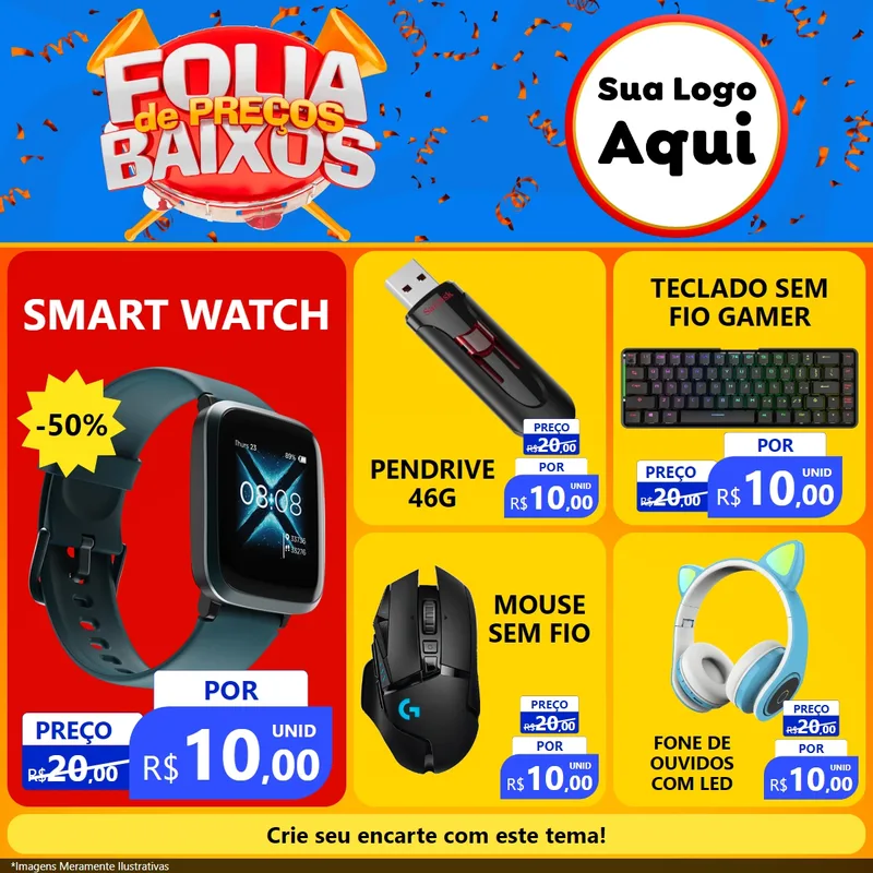 Modelo de Rede Social para Feed Facebook com o tema Folia de Preços Baixos para Informática