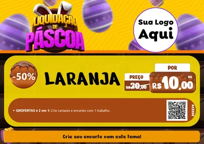 Modelo de Cartaz para Cartaz A4 Horizontal com o tema Liquidação de Páscoa para Hortifrúti