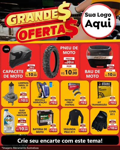 Modelo de Rede Social para Feed Instagram com o tema Grandes Ofertas - Autopeças para Moto peças