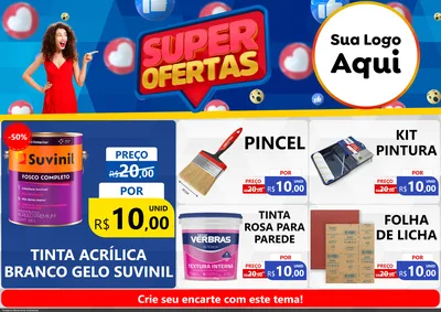 Modelo de Encarte para Encarte A4 Horizontal com o tema Super Ofertas para Tintas e Ferramentas