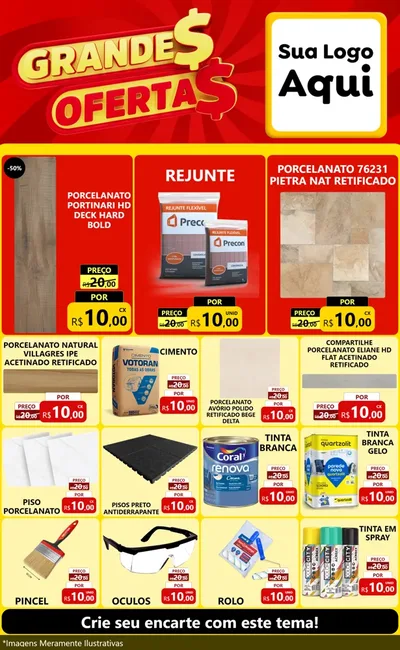 Modelo de Encarte para Encarte Grande com o tema Grandes Ofertas para Pisos e revestimentos