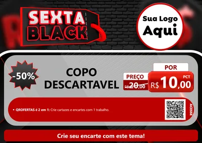 Modelo de Cartaz para Cartaz A4 Horizontal com o tema Sexta Black para Embalagens