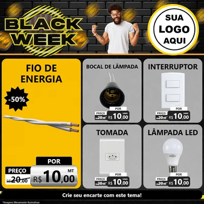 Modelo de Rede Social para Feed Facebook com o tema Black Week para Materiais Elétricos