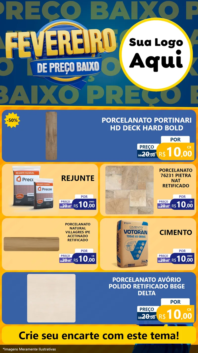 Modelo de TV para TV Vertical com o tema Fevereiro de Preço Baixo para Pisos e revestimentos