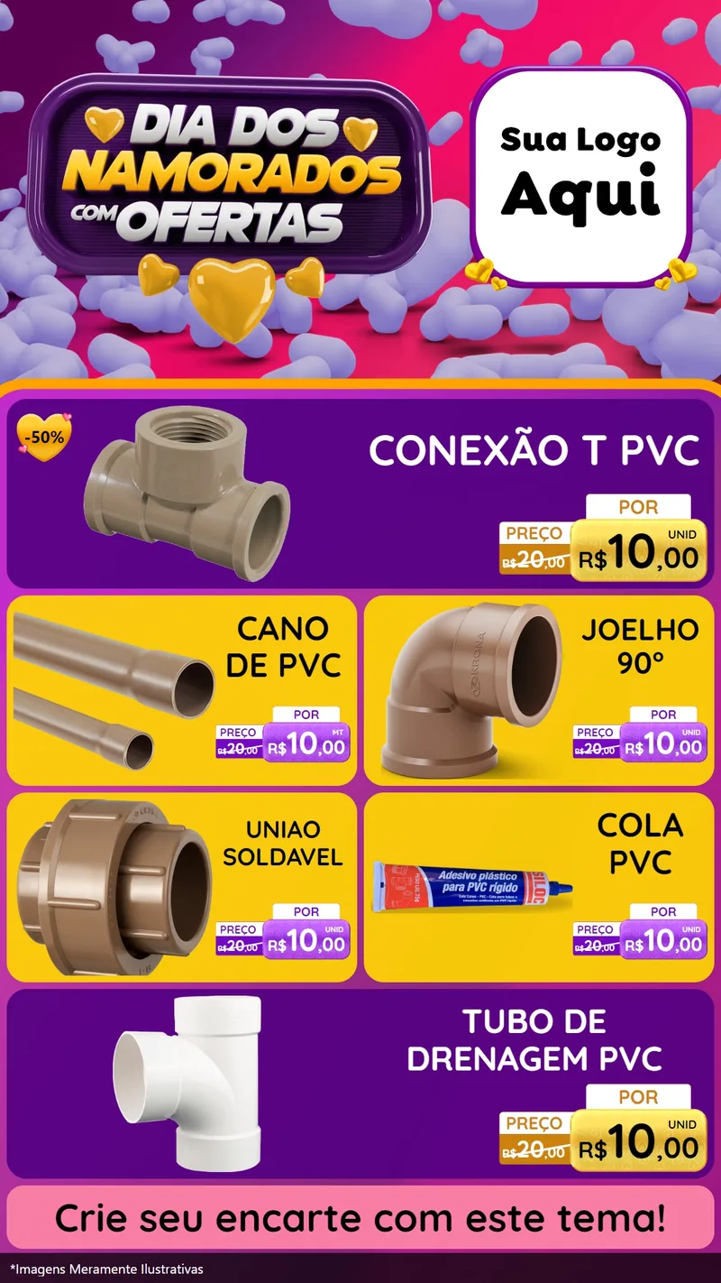 Modelo de TV para TV Vertical com o tema Dia Dos Namorados Com Ofertas para Tubos e conexões