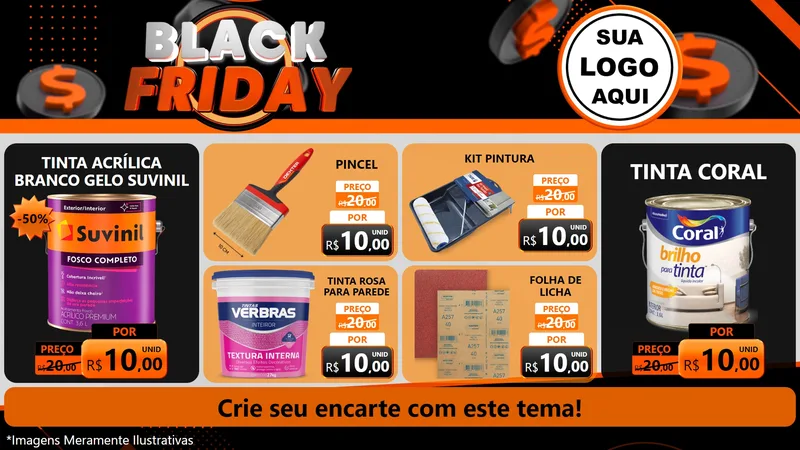 Modelo de TV para TV Horizontal com o tema Black Friday para Tintas e Ferramentas