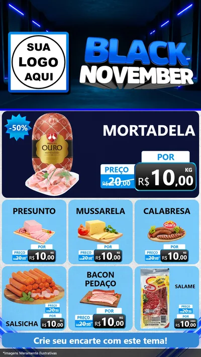 Modelo de Rede Social para Stories com o tema Black November para Frios e Laticínios