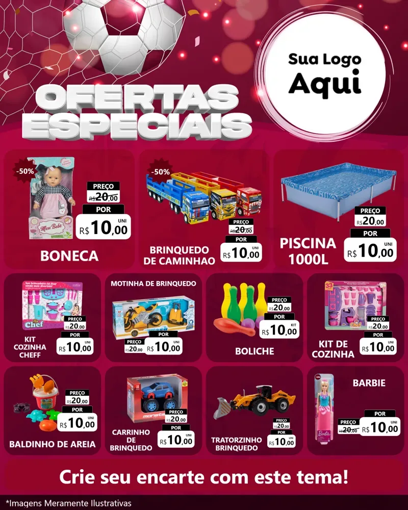 Modelo de Rede Social para Feed Instagram com o tema Ofertas Especiais - Futebol para Brinquedos