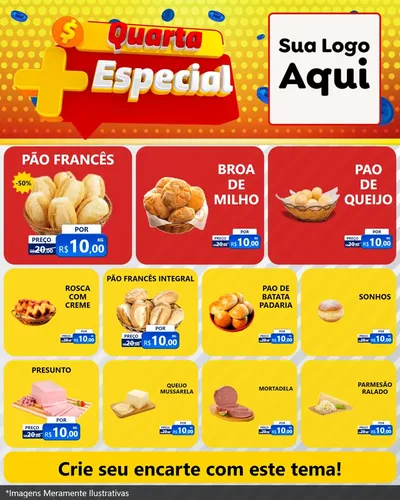 Modelo de Rede Social para Feed Instagram com o tema Quarta Mais Especial para Padaria
