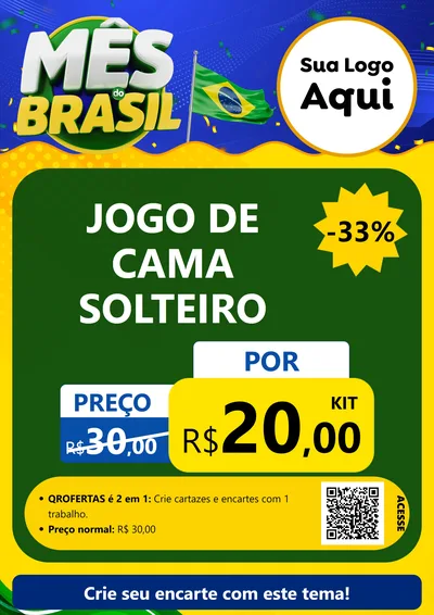 Modelo de Cartaz para Cartaz A4 Vertical com o tema Mês do Brasil para Cama, Mesa e Banho