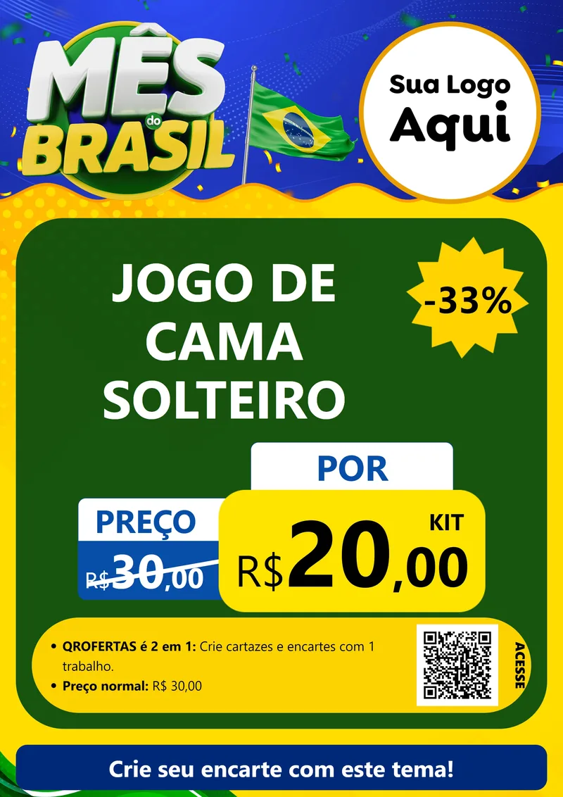 Modelo de Cartaz para Cartaz A4 Vertical com o tema Mês do Brasil para Cama, Mesa e Banho