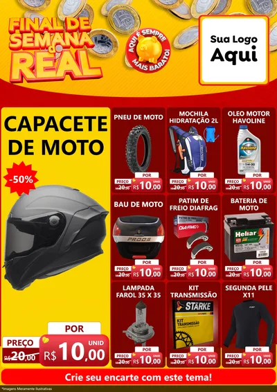 Modelo de Encarte para Encarte A4 Vertical com o tema Final de Semana do Real para Moto peças
