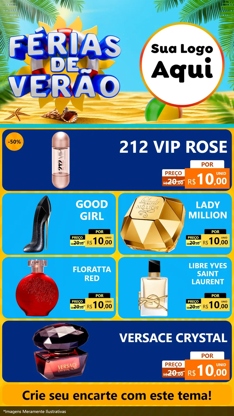 Modelo de TV para TV Vertical com o tema Férias de Verão para Perfumes