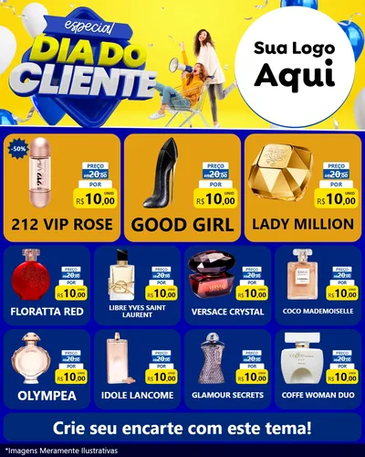 Modelo de Rede Social para Feed Instagram com o tema Especial Dia do Cliente para Perfumes