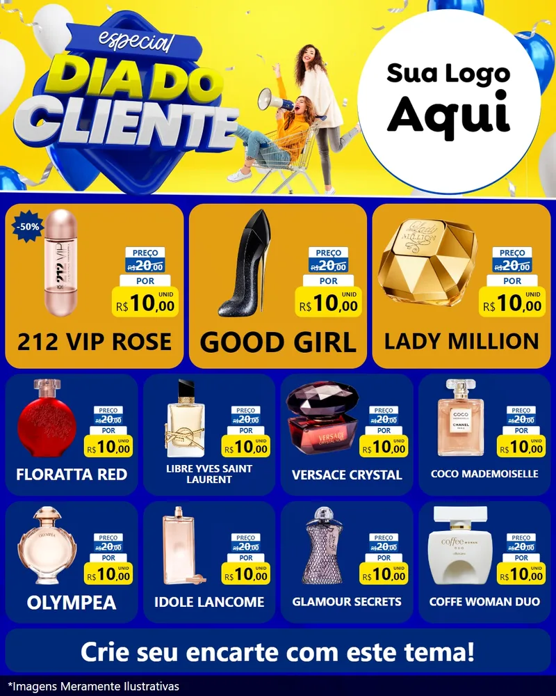 Modelo de Rede Social para Feed Instagram com o tema Especial Dia do Cliente para Perfumes