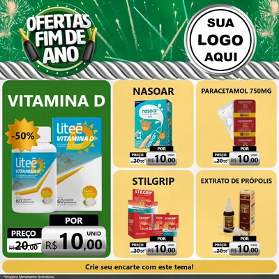 Modelo de Rede Social para Feed Facebook com o tema Ofertas Fim de Ano para Farmácia