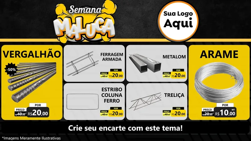 Modelo de TV para TV Horizontal com o tema Semana Maluca para Ferragens