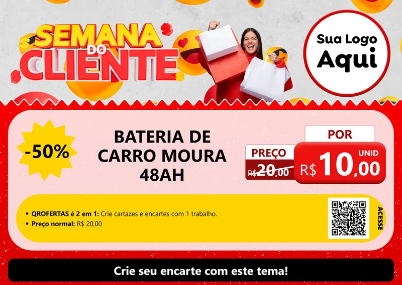 Modelo de Cartaz para Cartaz A4 Horizontal com o tema Semana do Cliente para Baterias Elétricas