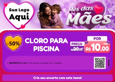 Modelo de Cartaz para Cartaz A4 Horizontal com o tema Mês das Mães para Produtos para Piscina