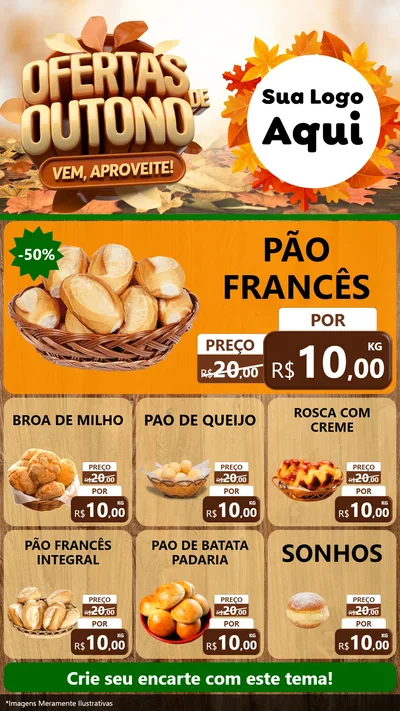 Modelo de Rede Social para Stories com o tema Ofertas de Outono - Vem, Aproveite! para Padaria