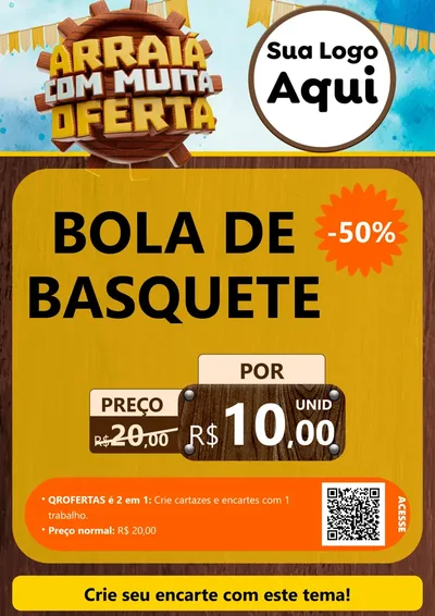 Modelo de Cartaz para Cartaz A4 Vertical com o tema Ofertas de São João - Junina para Artigos Esportivos