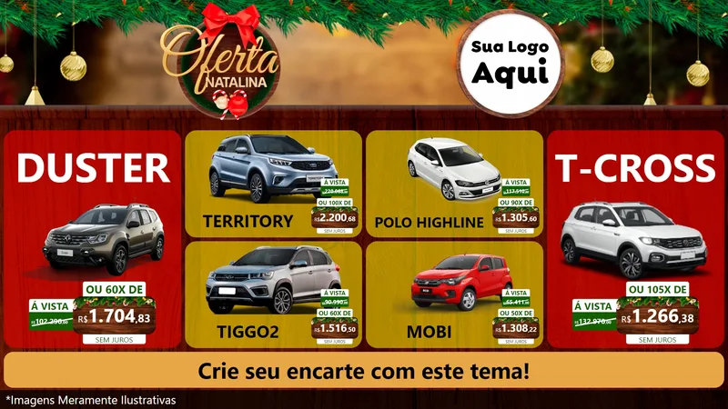 Modelo de TV para TV Horizontal com o tema Ofertas Natalina para Concessionaria de Carros