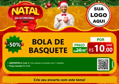 Modelo de Cartaz para Cartaz A4 Horizontal com o tema Natal da Economia para Artigos Esportivos