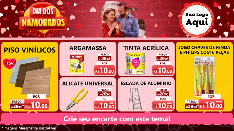 Modelo de TV para TV Horizontal com o tema Dia Dos Namorados para Material para Construção