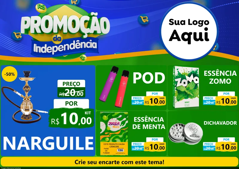 Modelo de Encarte para Encarte A4 Horizontal com o tema Promoção da Independência para Tabacaria