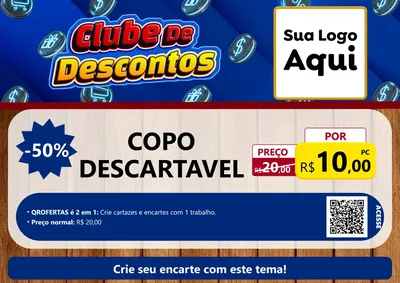 Modelo de Cartaz para Cartaz A4 Horizontal com o tema Clube de Descontos para Embalagens