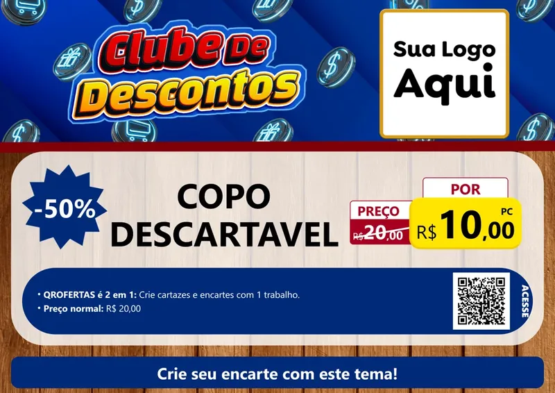 Modelo de Cartaz para Cartaz A4 Horizontal com o tema Clube de Descontos para Embalagens