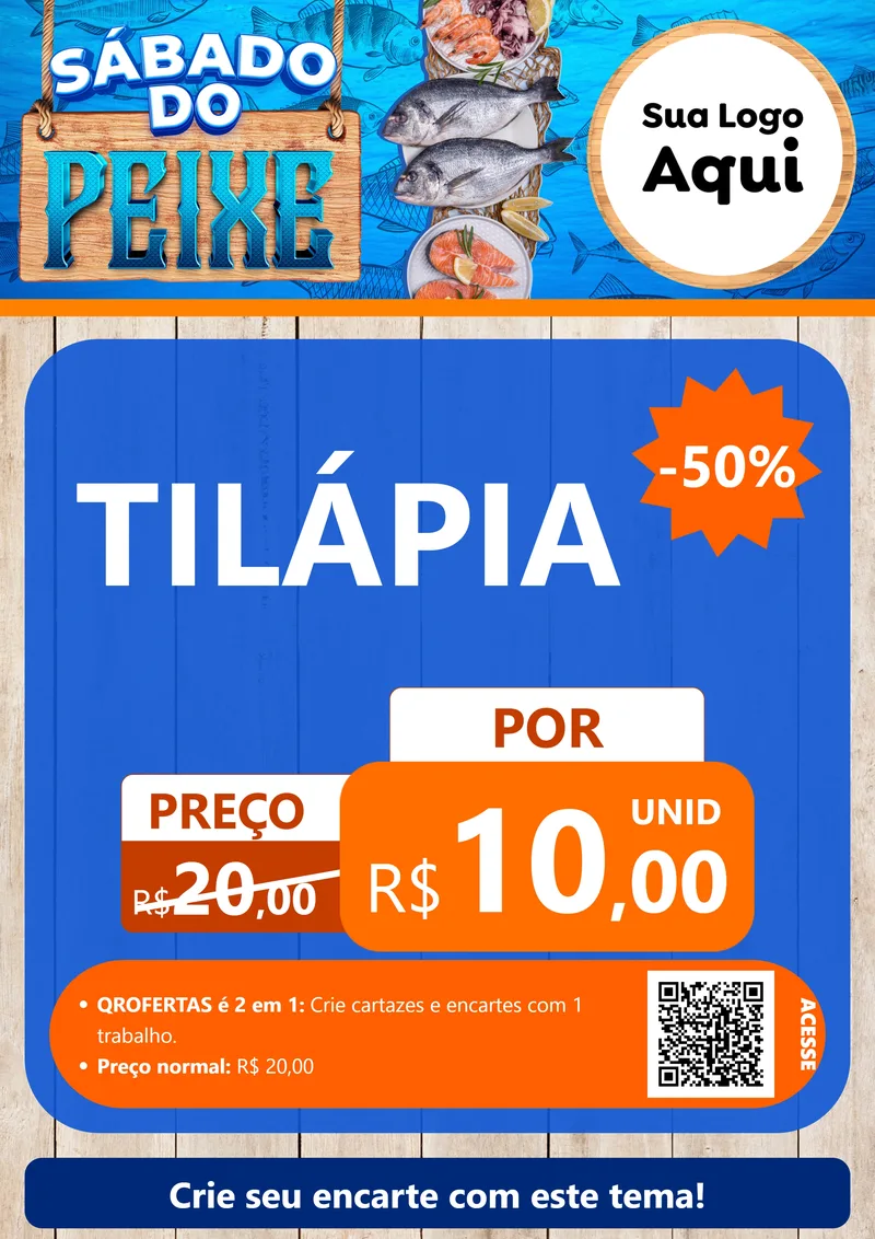 Modelo de Cartaz para Cartaz A4 Vertical com o tema Sábado do Peixe para Peixaria