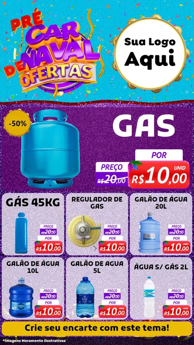 Modelo de Rede Social para Stories com o tema Pré Carnaval de Ofertas para Água e gás
