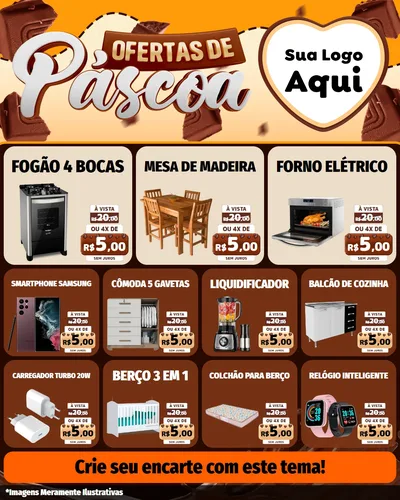 Modelo de Rede Social para Feed Instagram com o tema Ofertas de Páscoa para Móveis e Eletro