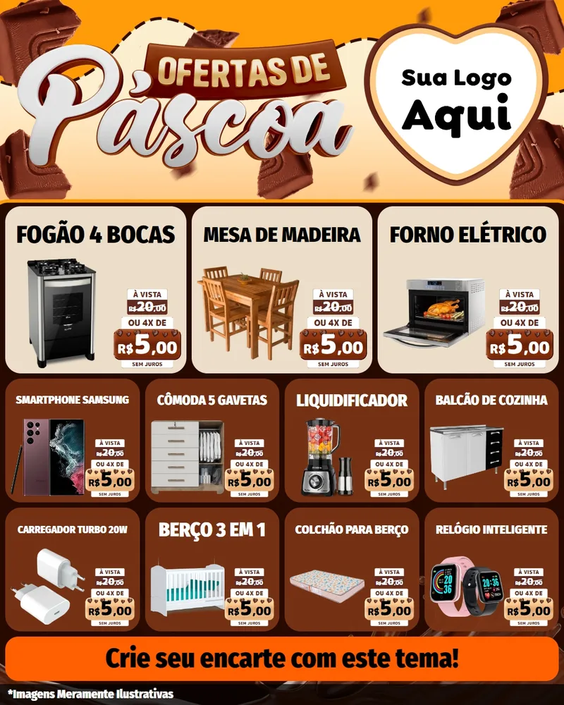 Modelo de Rede Social para Feed Instagram com o tema Ofertas de Páscoa para Móveis e Eletro