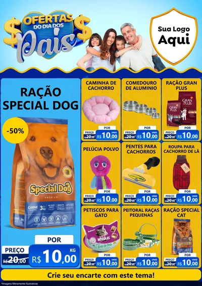 Modelo de Encarte para Encarte A4 Vertical com o tema Ofertas do Dia dos Pais para Pet Shop